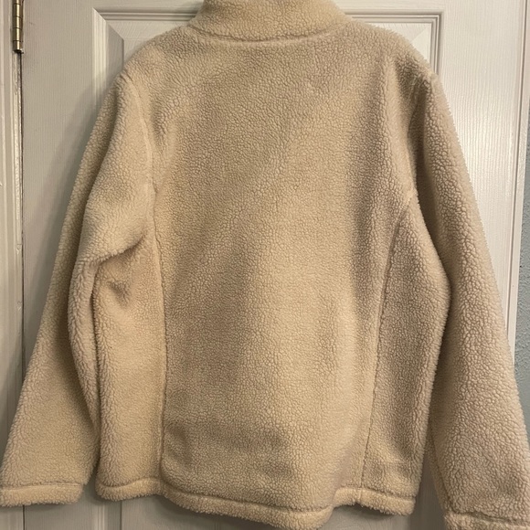 Lands’ End Cream Fuzzy Fleece Zip Up - Picture 3 of 4
